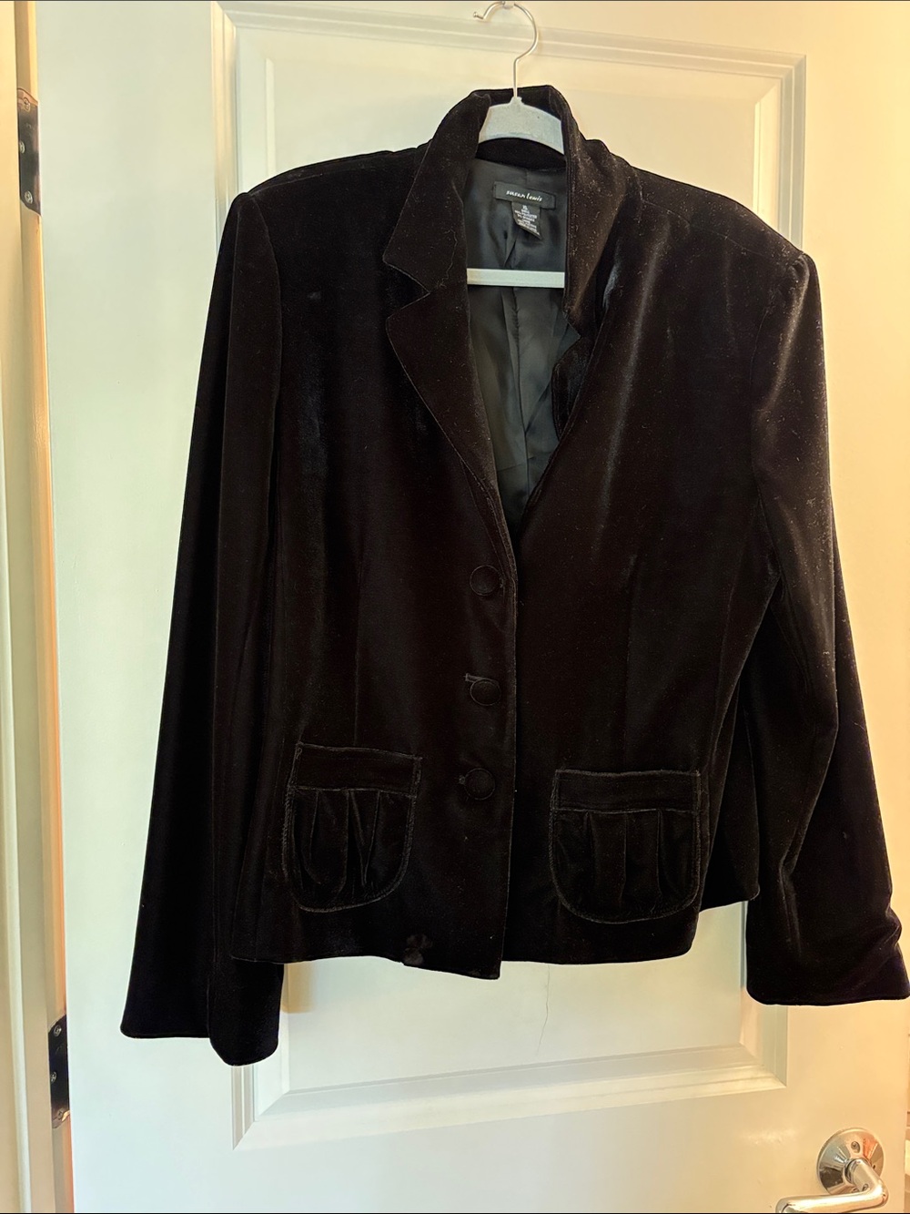 Jones New York Black Velvet Pea Coat